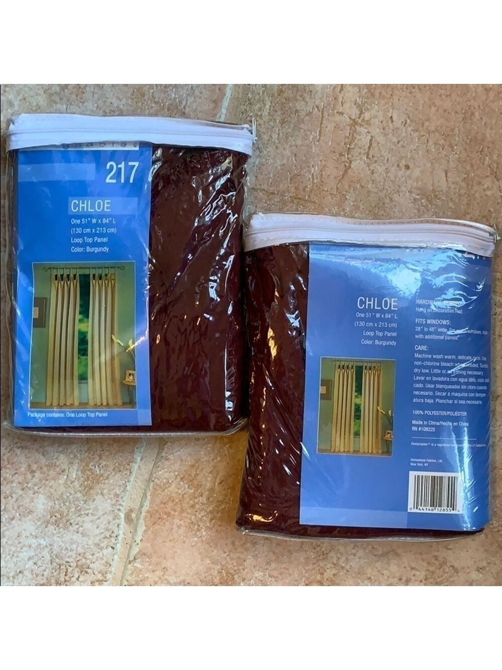 Burgundy Loop Top Curtain Panels Set of Two 51x84